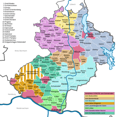Herzogtum-Lauenburg Karte der Gemeinden