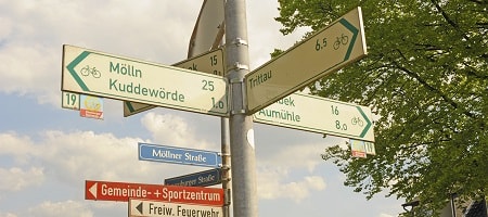 Wegweiser von Kuddewörde in der Möllner Straße